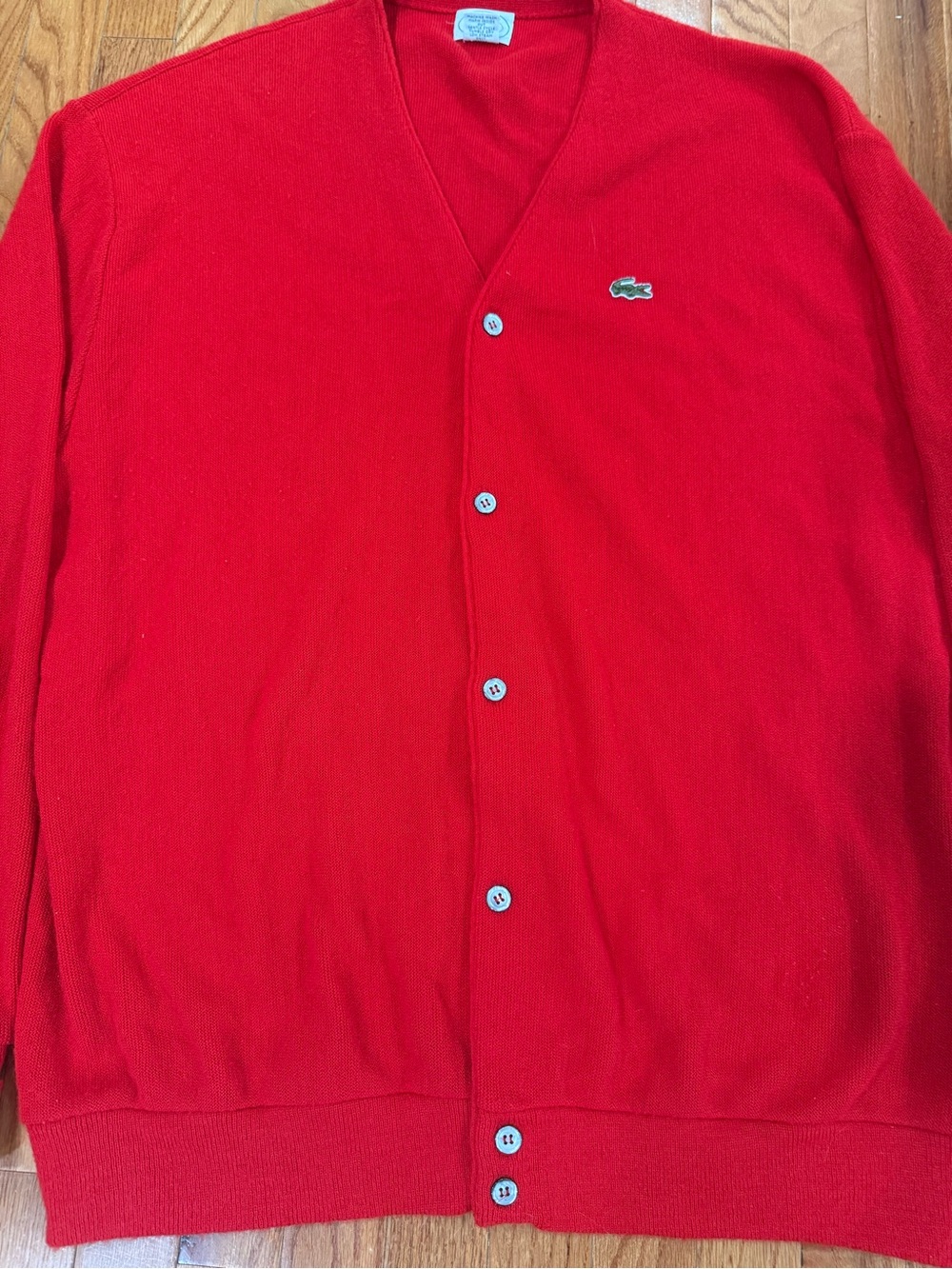 70s 80s Izod Lacoste Men's made in USA Grandpa Cardigan with Crocodile Logo